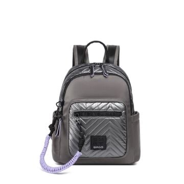 Smart Bags Parlak Kumaş Küçük Boy Askılı Kadın Sırt Çantası 3252 Gri/Lila