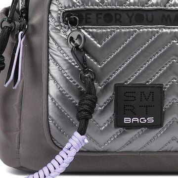Smart Bags Parlak Kumaş Küçük Boy Askılı Kadın Sırt Çantası 3252 Gri/Lila
