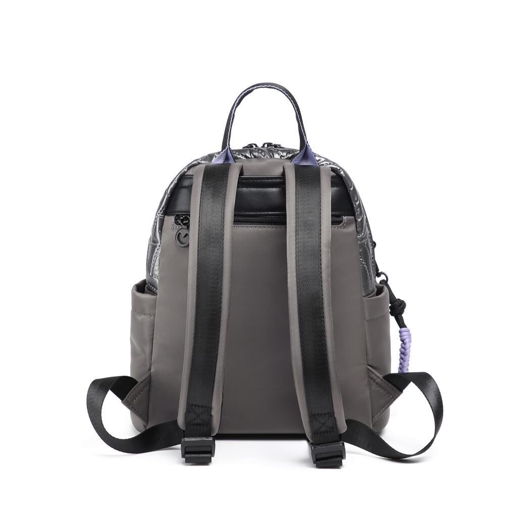 Smart Bags Parlak Kumaş Küçük Boy Askılı Kadın Sırt Çantası 3252 Gri/Lila