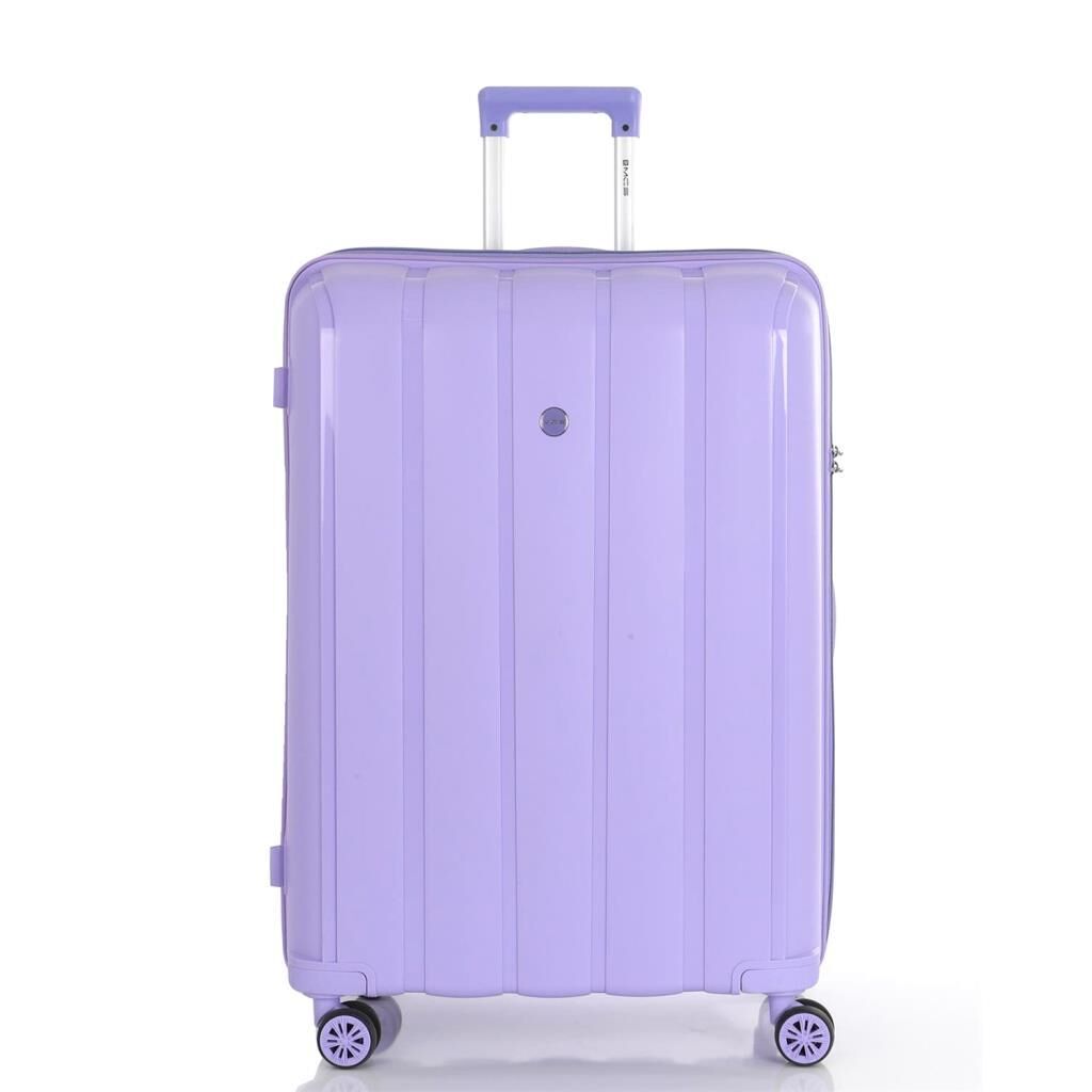 MÇS Bavul Büyük ve Kabin 2li Set Kırılmaz Silikon Valiz V305 Lila