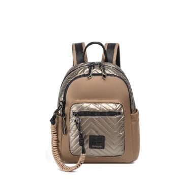 Smart Bags Parlak Kumaş Küçük Boy Askılı Kadın Sırt Çantası 3252 Taba