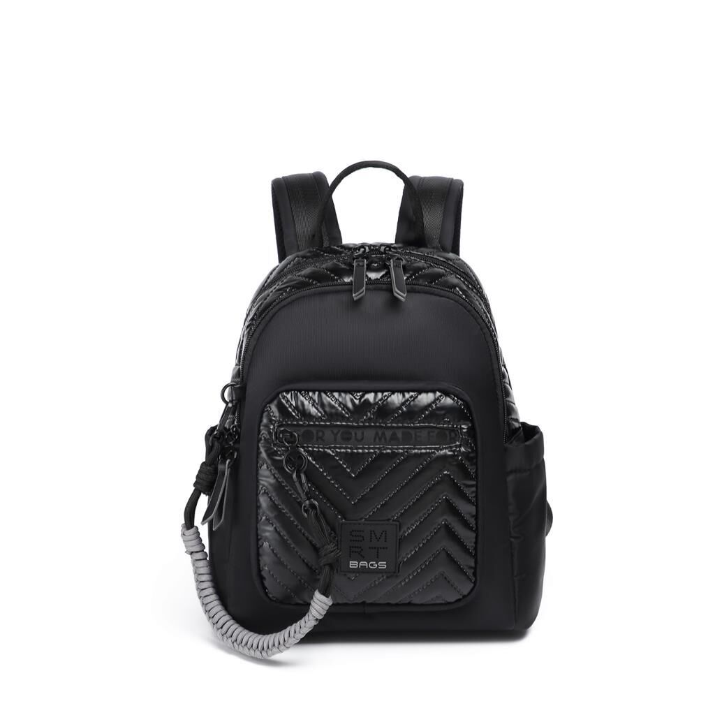 Smart Bags Parlak Kumaş Küçük Boy Askılı Kadın Sırt Çantası 3252 Siyah/Gri