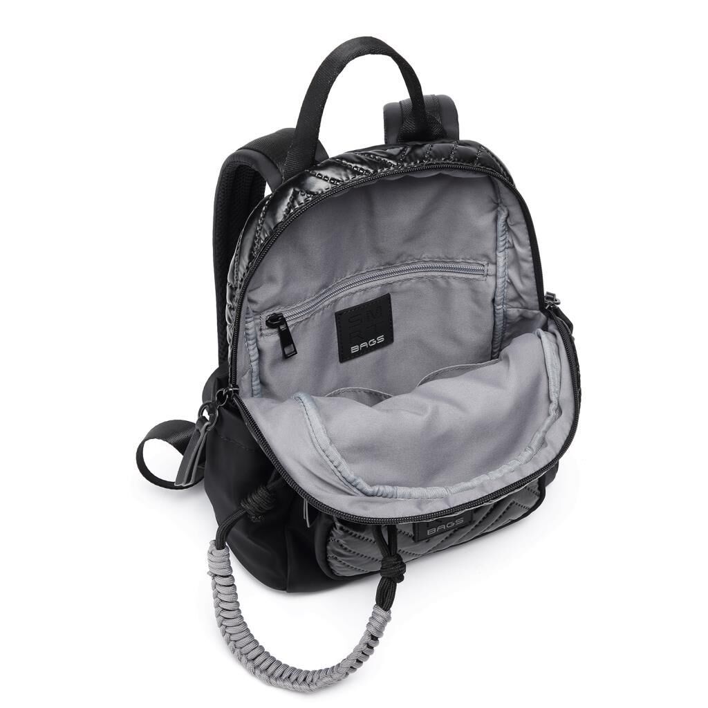 Smart Bags Parlak Kumaş Küçük Boy Askılı Kadın Sırt Çantası 3252 Siyah/Gri