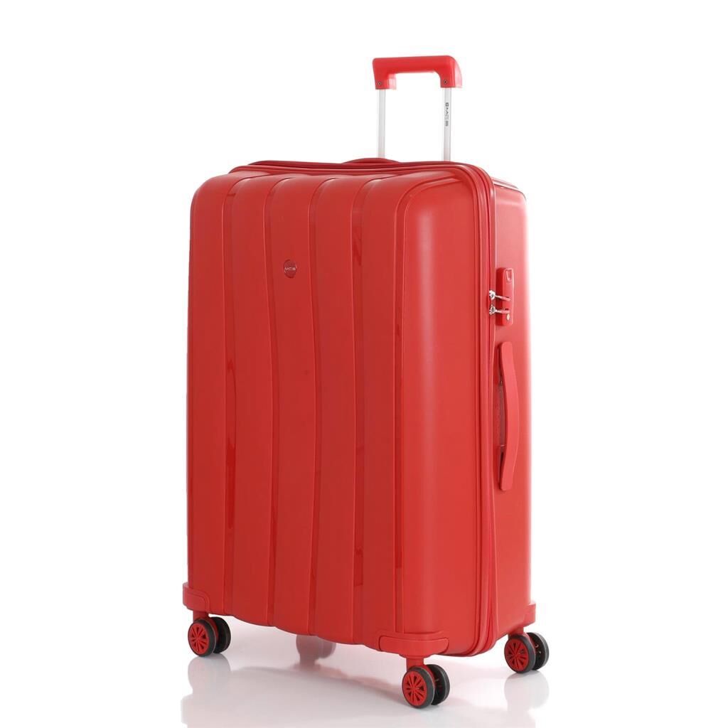 MÇS Bavul Büyük ve Kabin 2li Set Kırılmaz Silikon Valiz V305 Kırmızı