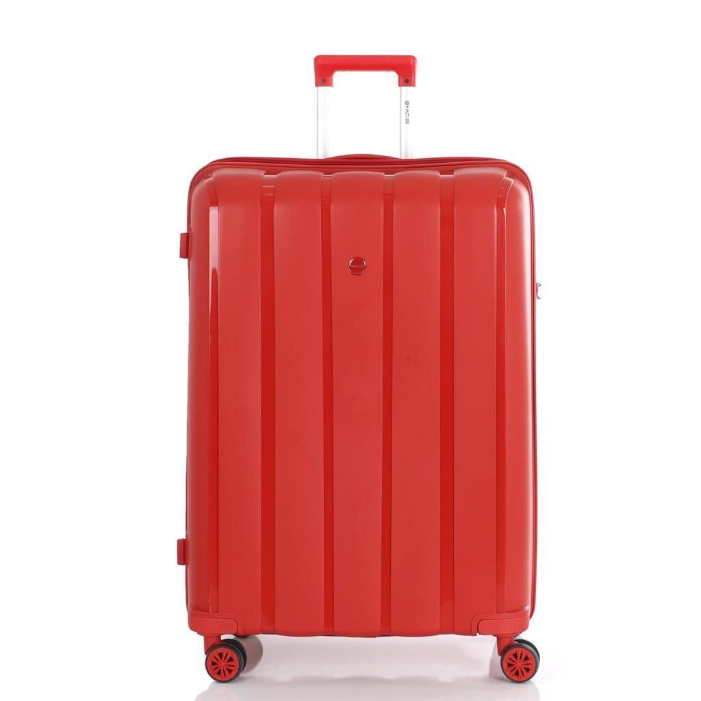 MÇS Bavul Büyük ve Kabin 2li Set Kırılmaz Silikon Valiz V305 Kırmızı