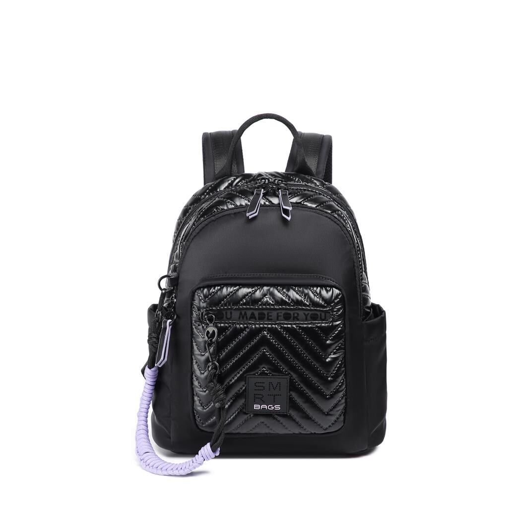 Smart Bags Parlak Kumaş Küçük Boy Askılı Kadın Sırt Çantası 3252 Siyah/Lila
