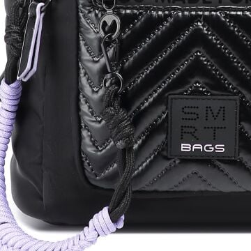 Smart Bags Parlak Kumaş Küçük Boy Askılı Kadın Sırt Çantası 3252 Siyah/Lila