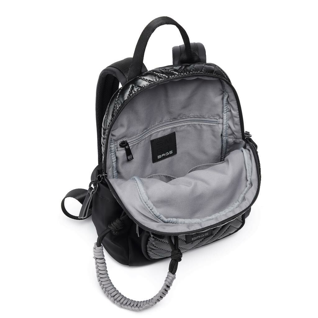 Smart Bags Parlak Kumaş Küçük Boy Askılı Kadın Sırt Çantası 3252 Siyah/Lila