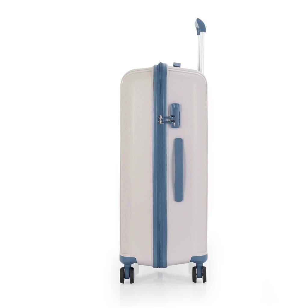 MÇS Bavul Büyük ve Kabin 2li Set Kırılmaz Silikon Valiz V305 Kemik/SkyBlue
