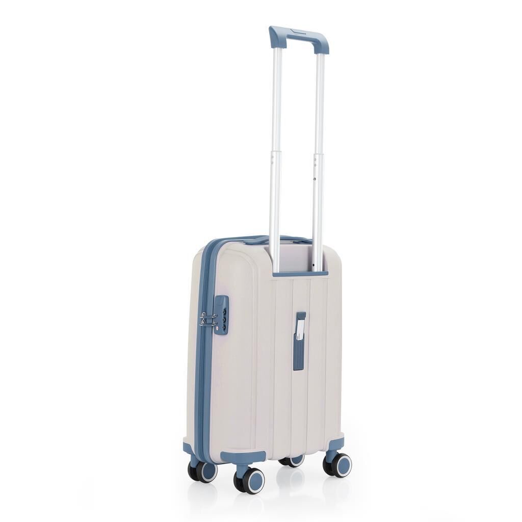 MÇS Bavul Büyük ve Kabin 2li Set Kırılmaz Silikon Valiz V305 Kemik/SkyBlue