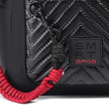 Smart Bags Parlak Kumaş Küçük Boy Askılı Kadın Sırt Çantası 3252 Siyah/Bordo
