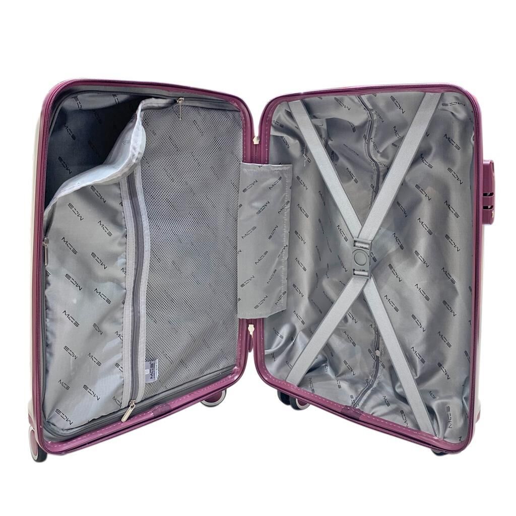 MÇS Bavul Büyük ve Kabin 2li Set Kırılmaz Silikon Valiz V305 Kemik/Mürdüm