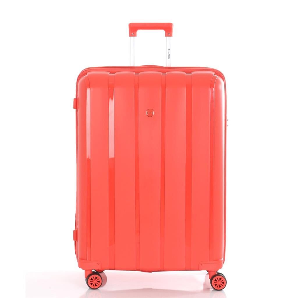 MÇS Bavul Büyük ve Kabin 2li Set Kırılmaz Silikon Valiz V305 Mercan
