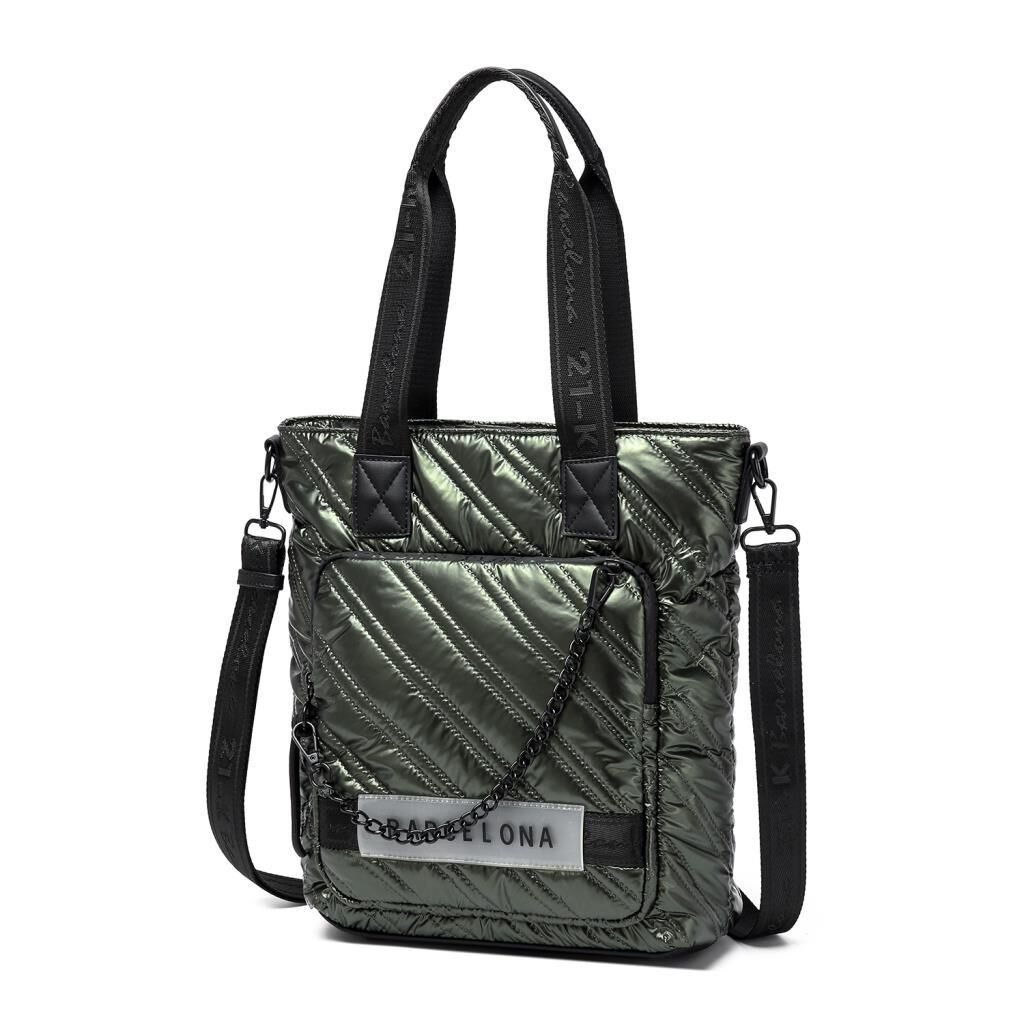 21K Barcelona Parlak Kumaş Askılı Kadın Omuz Çantası 3253 Yeşil