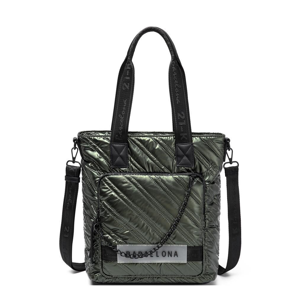 21K Barcelona Parlak Kumaş Askılı Kadın Omuz Çantası 3253 Yeşil