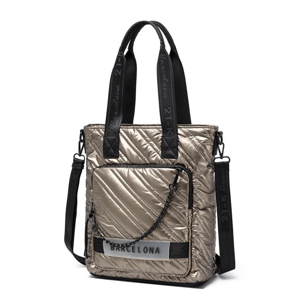 21K Barcelona Parlak Kumaş Askılı Kadın Omuz Çantası 3253 Taba