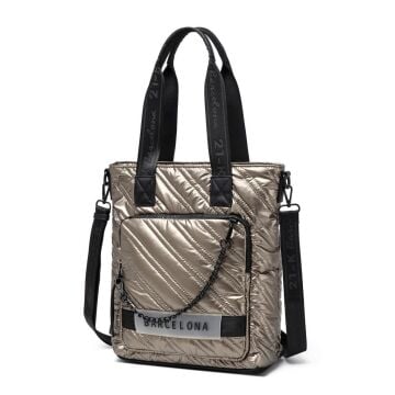 21K Barcelona Parlak Kumaş Askılı Kadın Omuz Çantası 3253 Taba