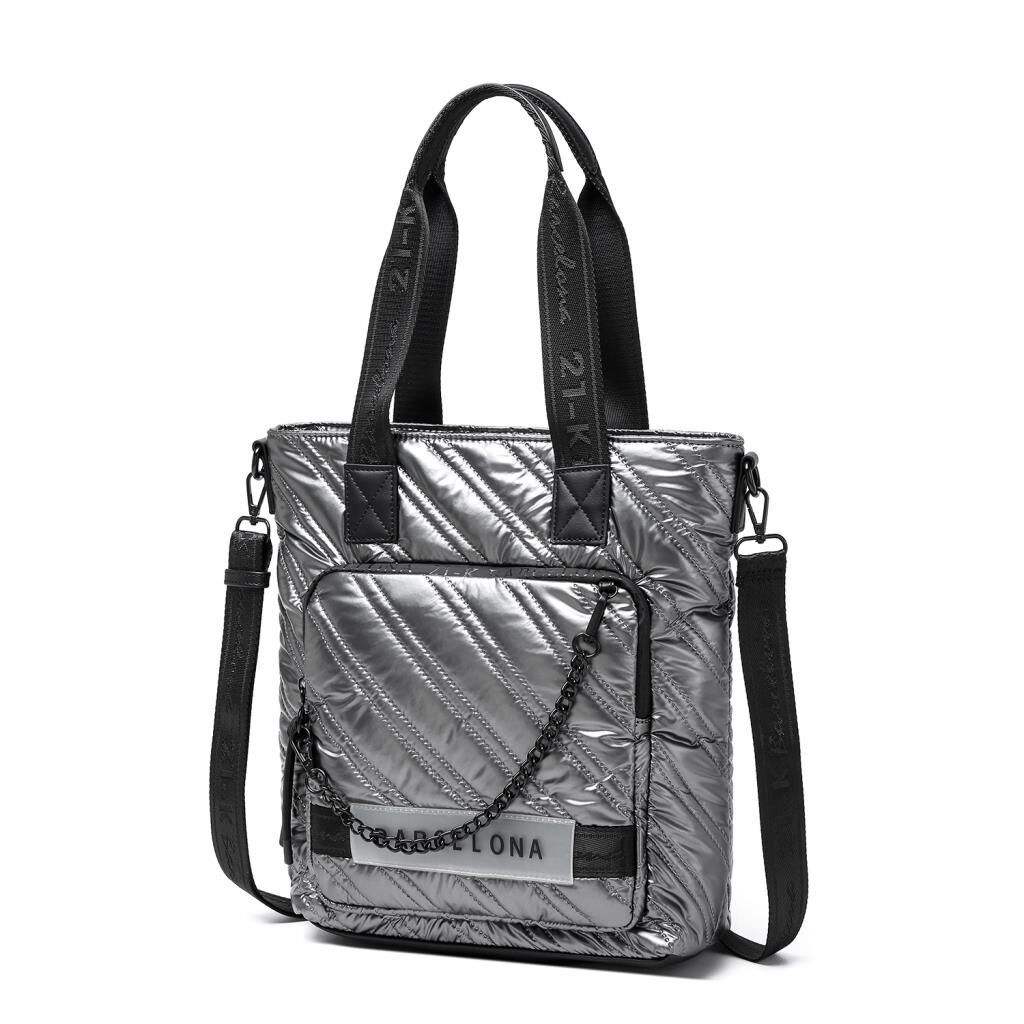 21K Barcelona Parlak Kumaş Askılı Kadın Omuz Çantası 3253 Siyah