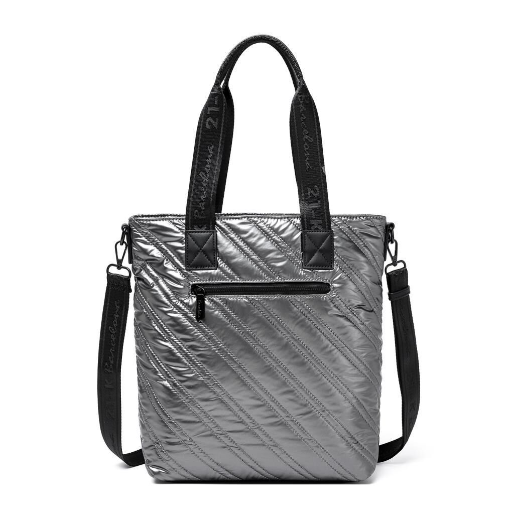 21K Barcelona Parlak Kumaş Askılı Kadın Omuz Çantası 3253 Siyah