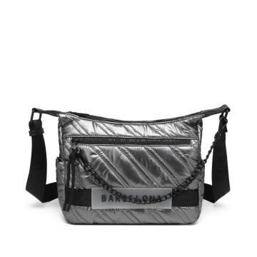 21K Barcelona Parlak Kumaş Askılı Kadın Postacı Çantası 3254 Gri