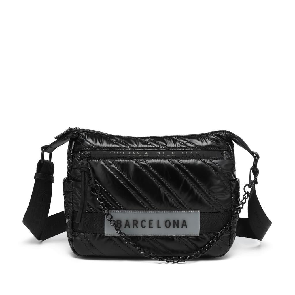 21K Barcelona Parlak Kumaş Askılı Kadın Postacı Çantası 3254 Siyah