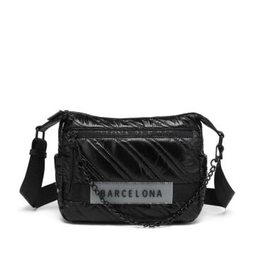 21K Barcelona Parlak Kumaş Askılı Kadın Postacı Çantası 3254 Siyah
