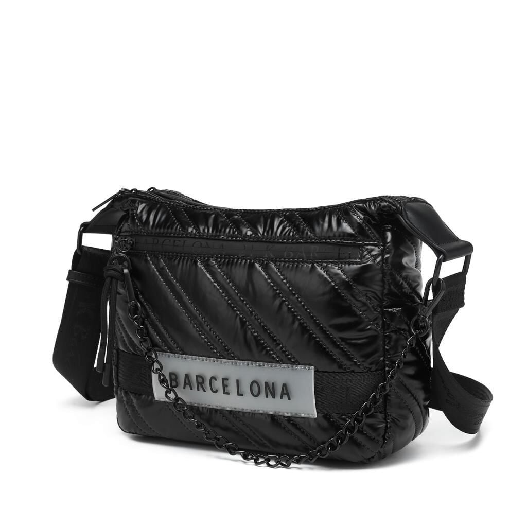 21K Barcelona Parlak Kumaş Askılı Kadın Postacı Çantası 3254 Siyah