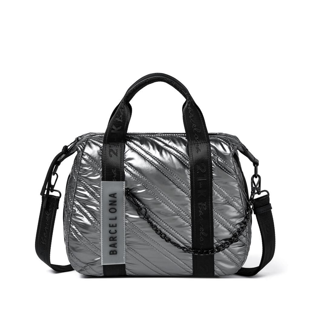 21K Barcelona Parlak Kumaş Elden Tutmalı Kadın Omuz Çantası 3255