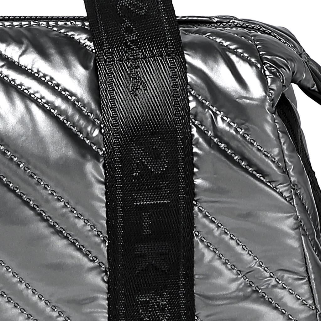 21K Barcelona Parlak Kumaş Elden Tutmalı Kadın Omuz Çantası 3255 Gri