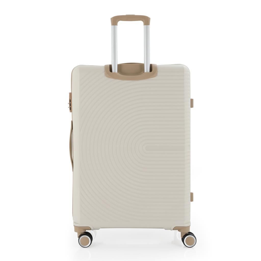 MÇS Büyük Boy Kırılmaz Silikon Seyahat Valizi Bavulu V374 Kemik/Şampanya