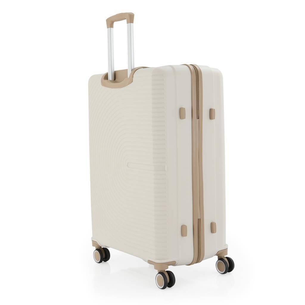 MÇS Orta Boy Kırılmaz Silikon Seyahat Valizi Bavulu V374 Kemik/Şampanya