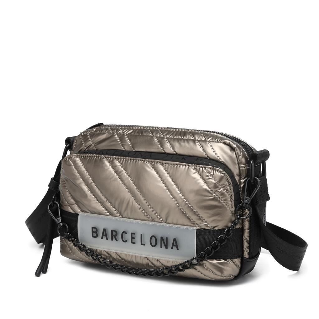 21K Barcelona Parlak Kumaş Askılı Kadın Postacı Çantası 3256 Taba