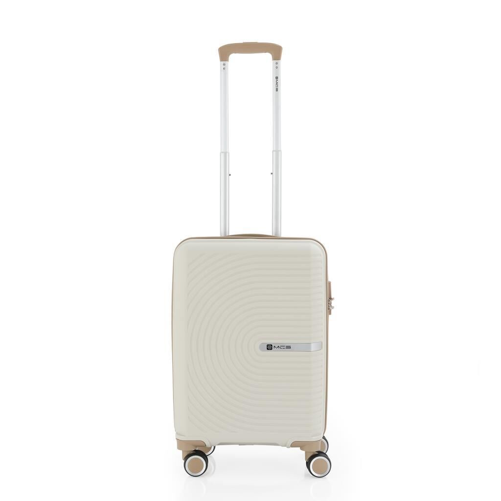 MÇS Kabin Boy Kırılmaz Silikon Seyahat Valizi Bavulu V374 Kemik/Şampanya