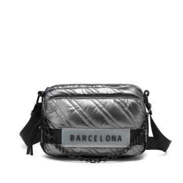 21K Barcelona Parlak Kumaş Askılı Kadın Postacı Çantası 3256 Gri