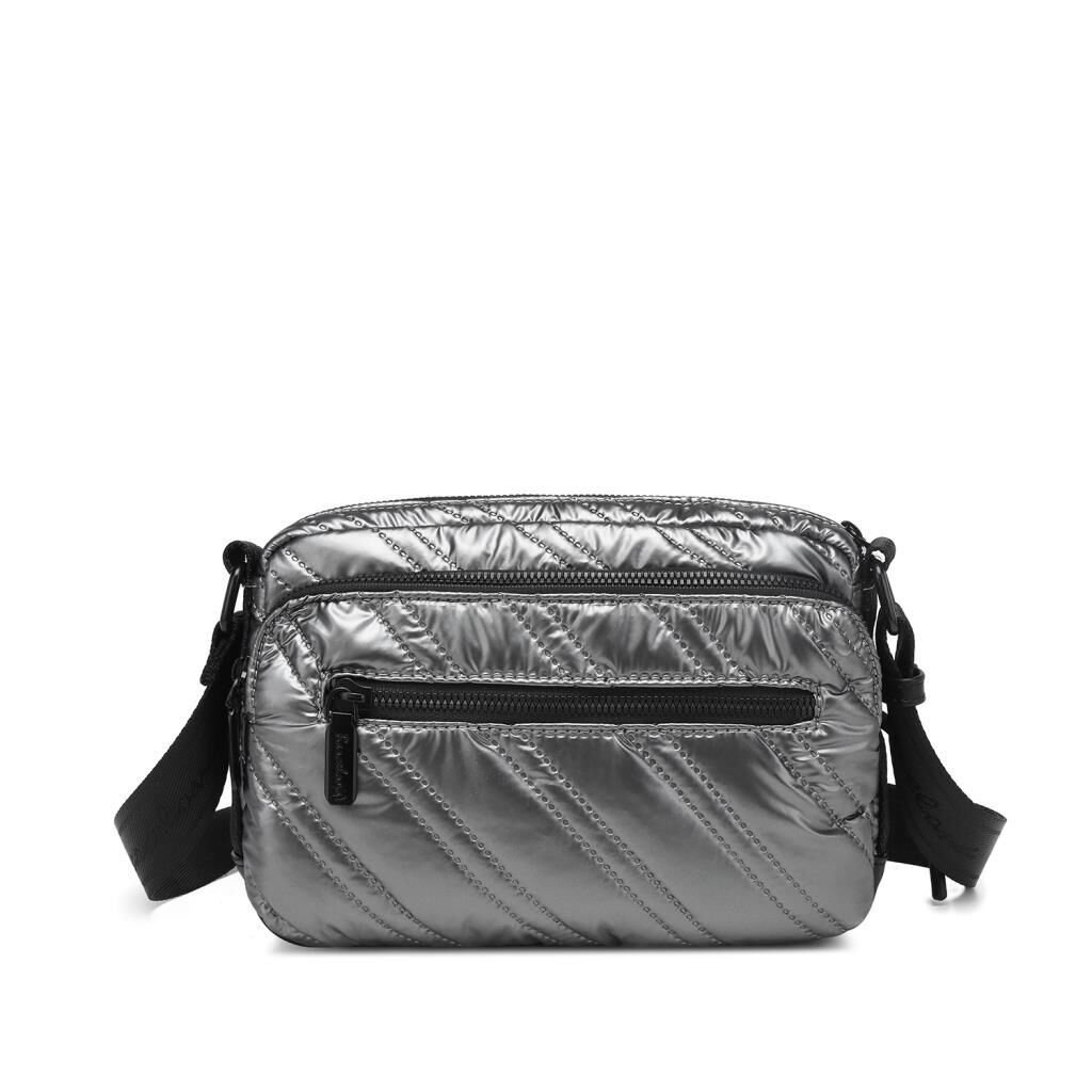 21K Barcelona Parlak Kumaş Askılı Kadın Postacı Çantası 3256 Gri