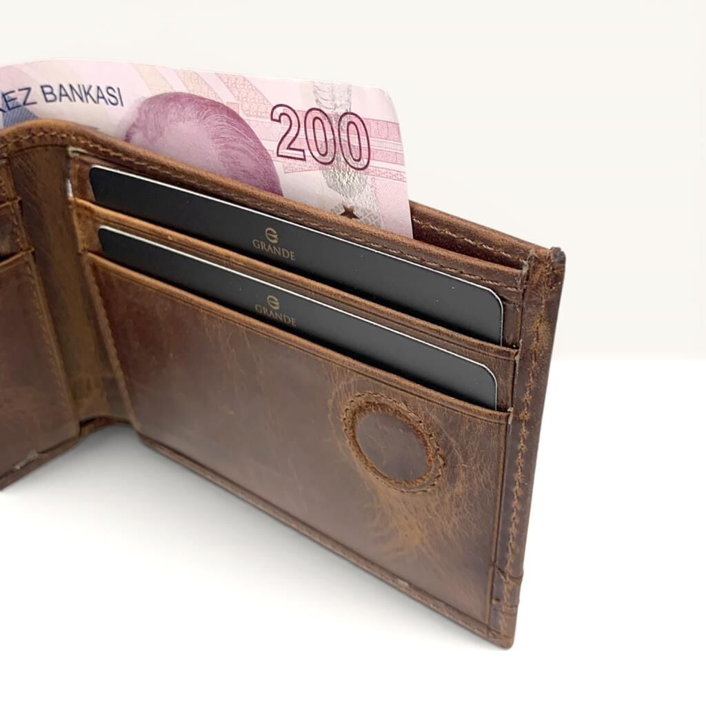 Grande Hakiki Deri Erkek Cüzdanı G2 Taba