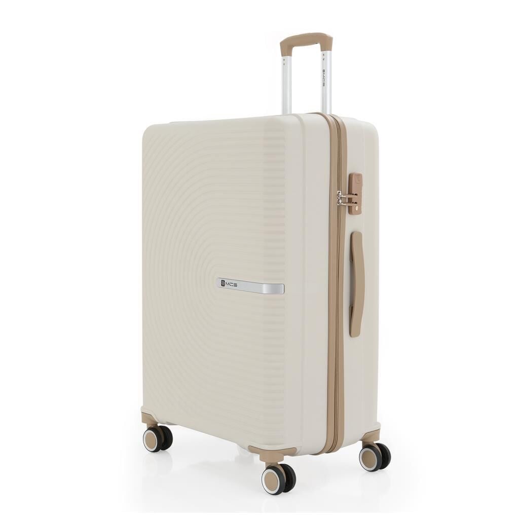 MÇS 3lü Set Kırılmaz Silikon Seyahat Valizi Bavulu V374 Kemik/Şampanya