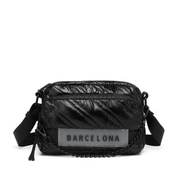 21K Barcelona Parlak Kumaş Askılı Kadın Postacı Çantası 3256 Siyah