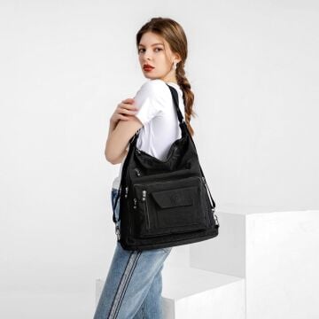 Hem Sırt Hem de Omuz Kadın Çantası Smart Bags 1205 Siyah