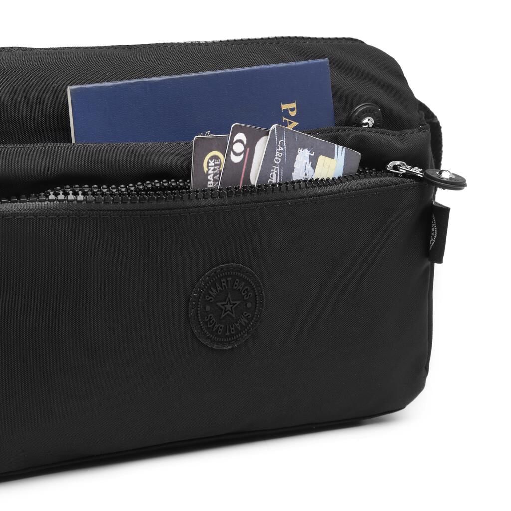 Smart Bags Küçük Boy Krinkıl Kumaş Postacı Kadın Çantası 1006 Siyah