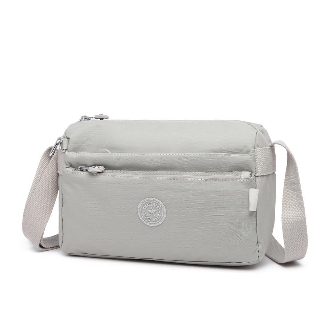 Smart Bags Küçük Boy Krinkıl Kumaş Postacı Kadın Çantası 1006 Buz Gri