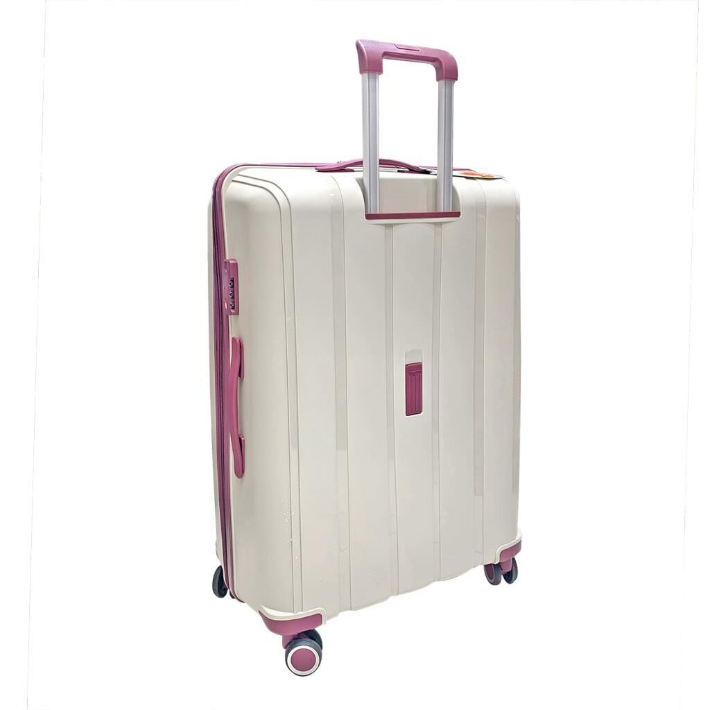 MÇS Bavul Büyük ve Orta 2li Set Kırılmaz Silikon Valiz V305 Kemik/Mürdüm