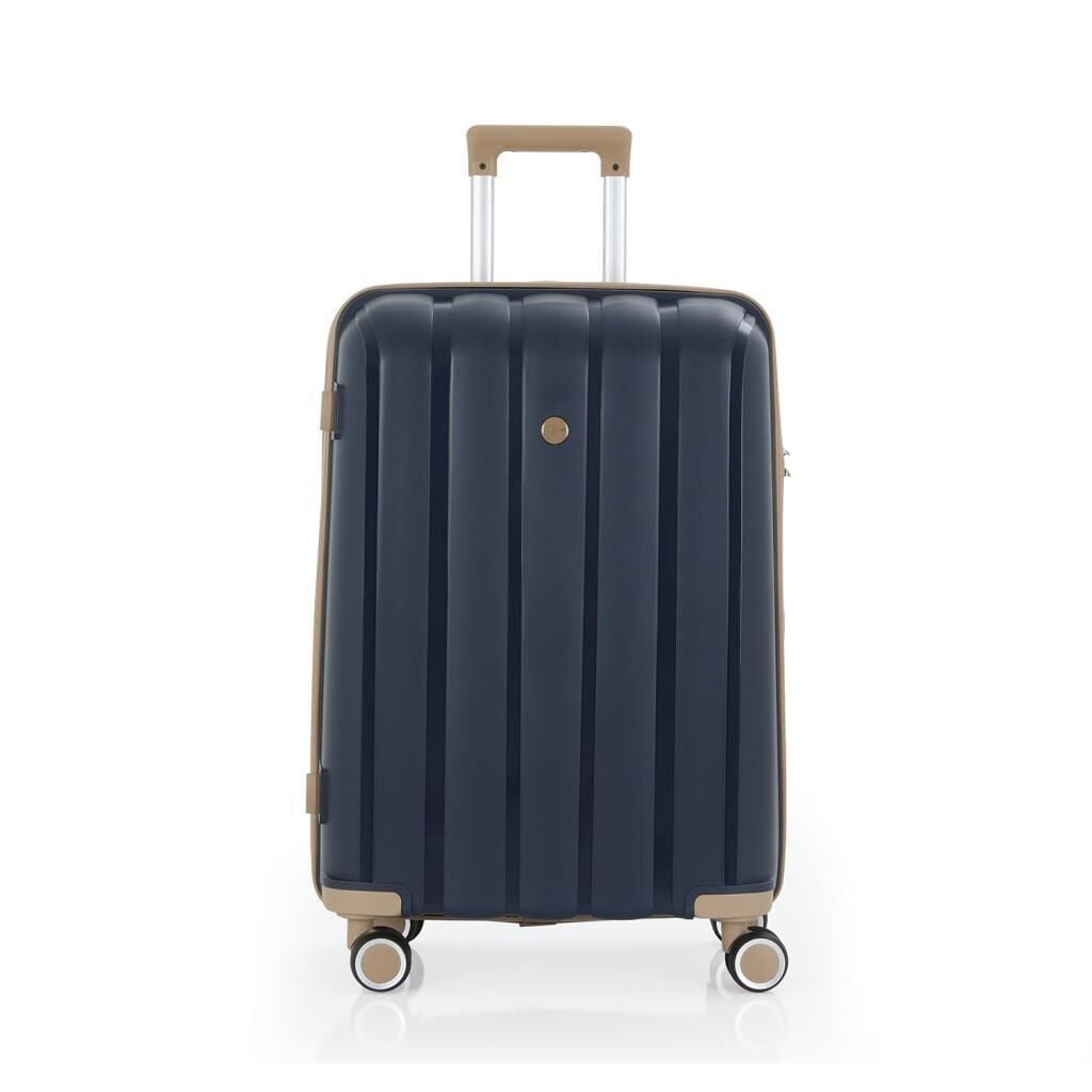 MÇS Bavul Büyük ve Orta 2li Set Kırılmaz Silikon Valiz V305 Laci/Şampanya