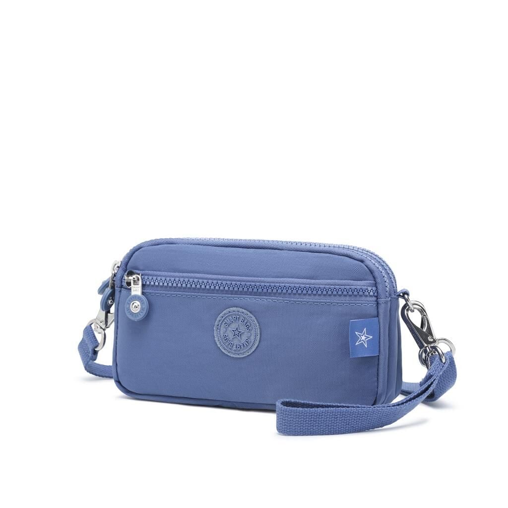 Smart Bags Mini Boy Postacı Çantası ve Cüzdanı Krinkıl Kumaş 1112 Mavi