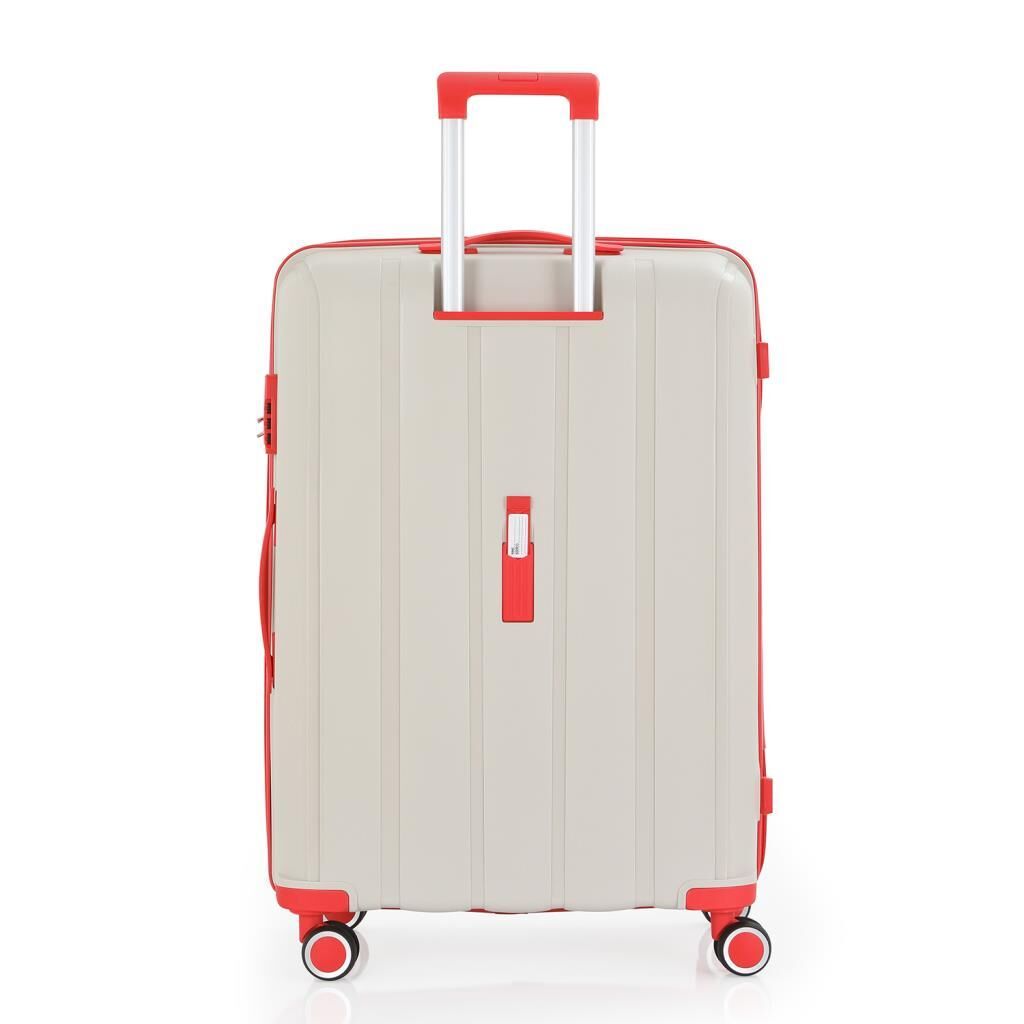 MÇS Bavul Büyük ve Orta 2li Set Kırılmaz Silikon Valiz V305 Kemik/Mercan
