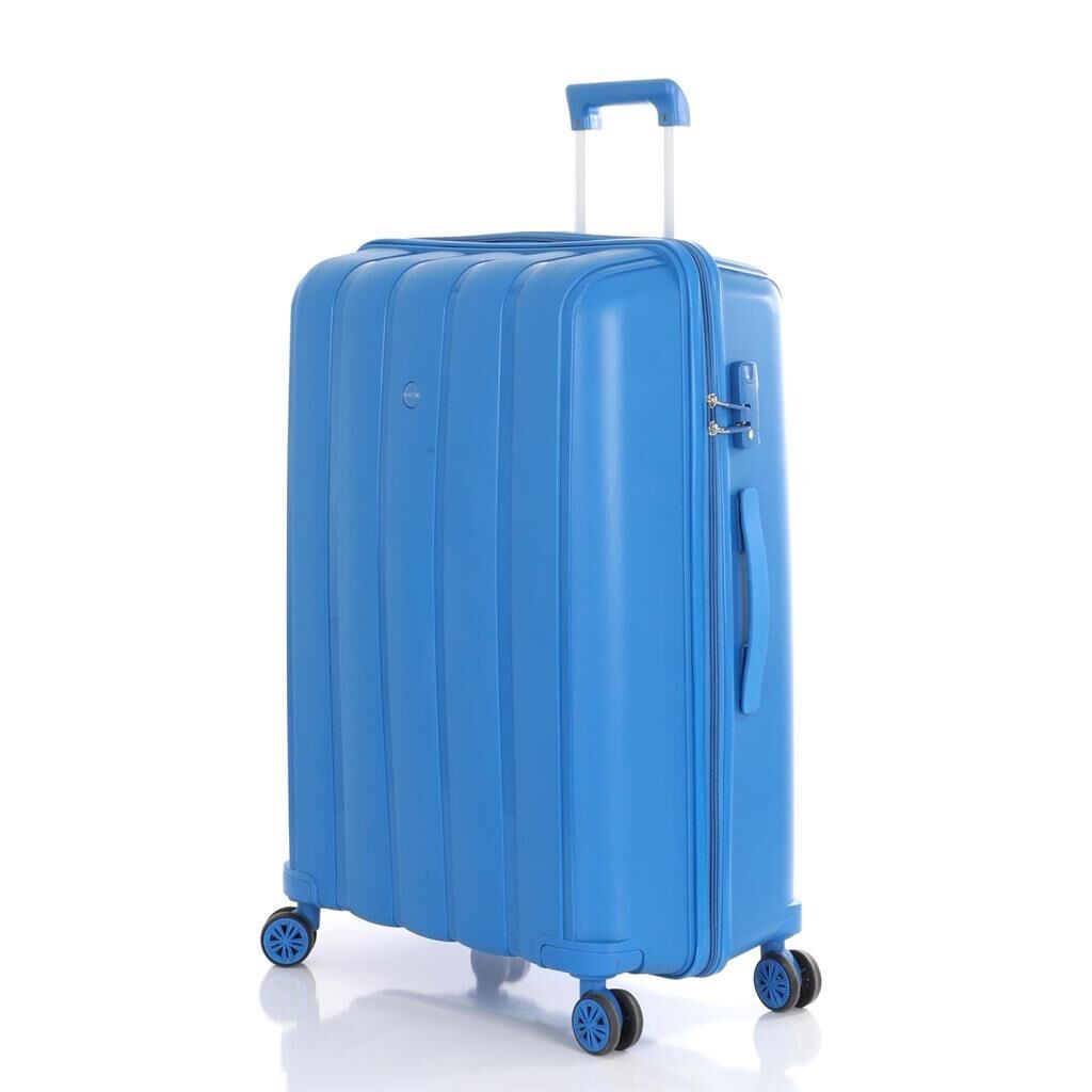 MÇS Bavul Büyük ve Orta 2li Set Kırılmaz Silikon Valiz V305 Saks Mavi