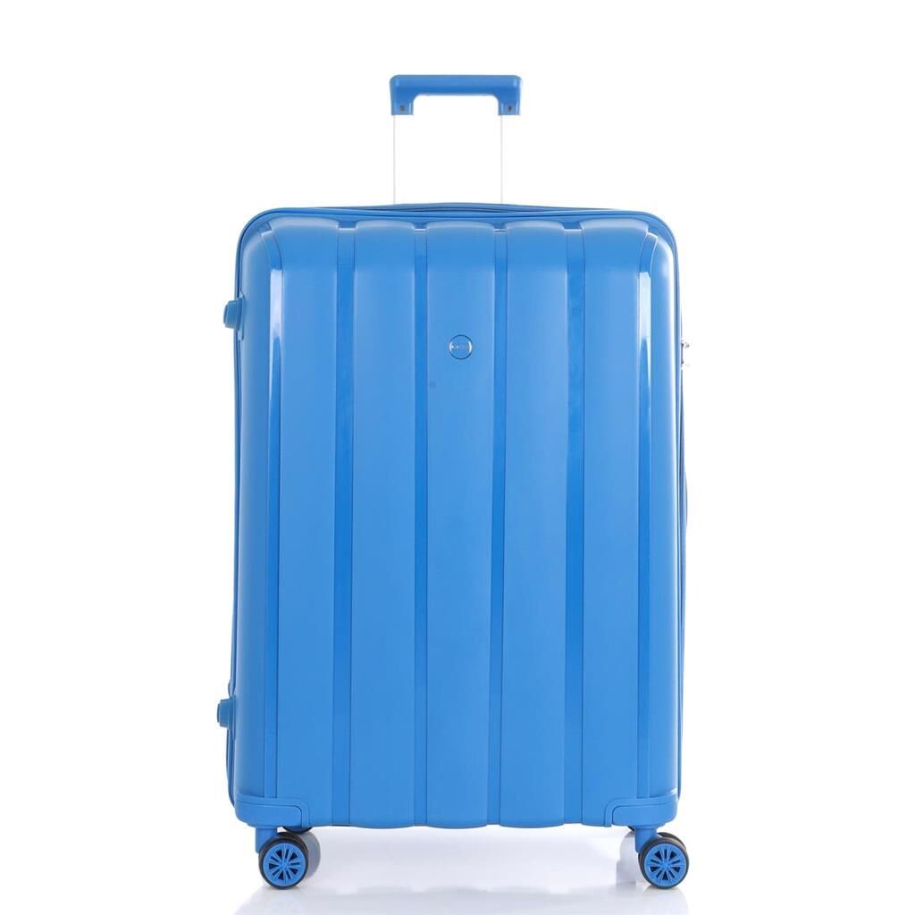 MÇS Bavul Büyük ve Orta 2li Set Kırılmaz Silikon Valiz V305 Saks Mavi