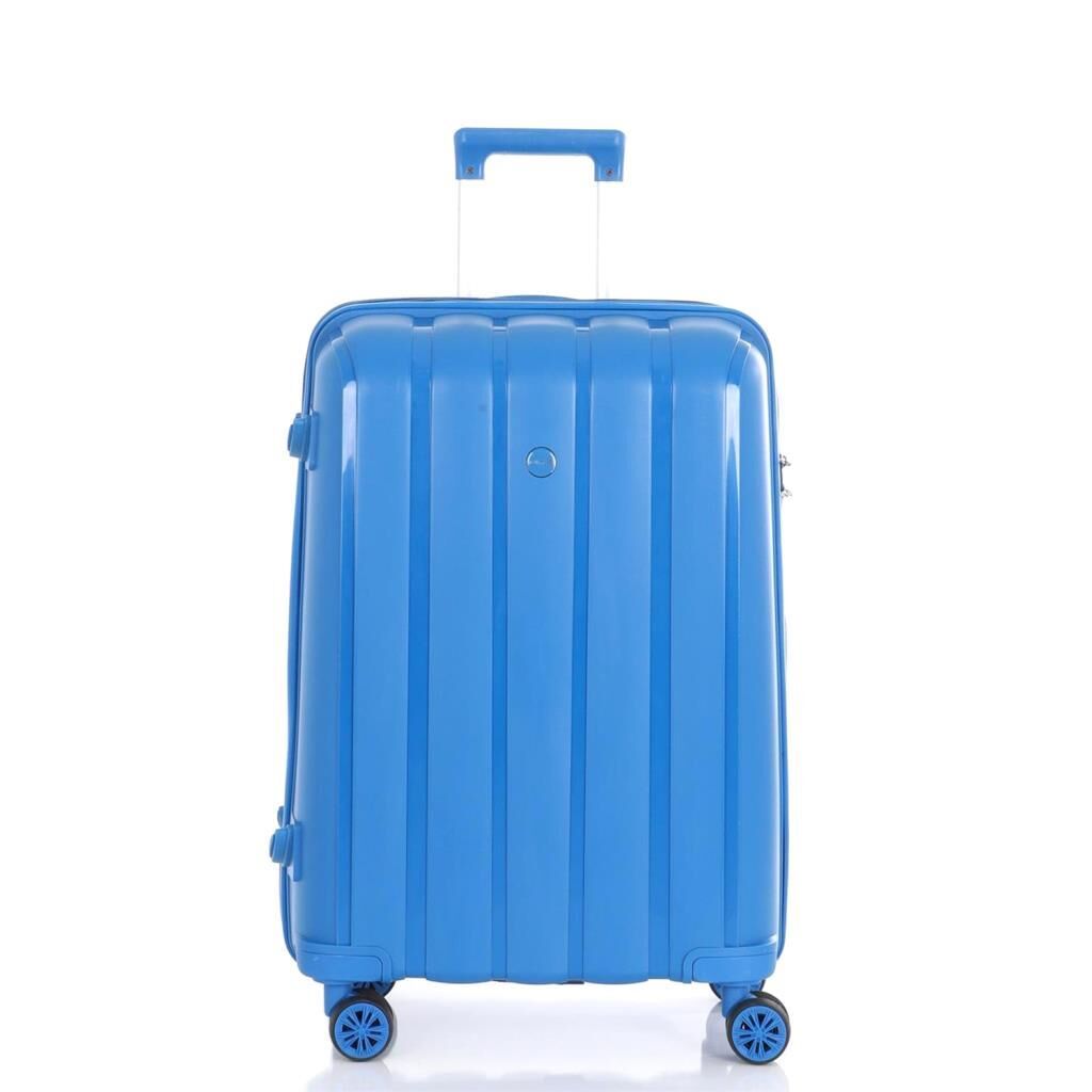 MÇS Bavul Büyük ve Orta 2li Set Kırılmaz Silikon Valiz V305 Saks Mavi