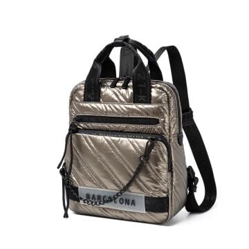 21K Barcelona Parlak Kumaş Askılı Kadın Sırt Çantası 3257 Taba