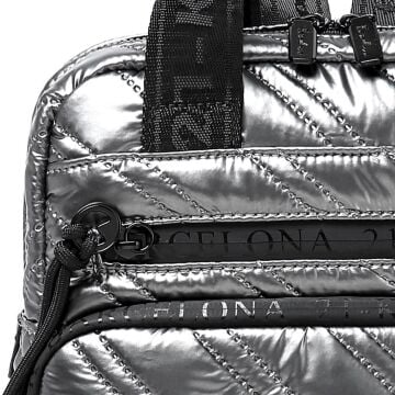 21K Barcelona Parlak Kumaş Askılı Kadın Sırt Çantası 3257 Gri